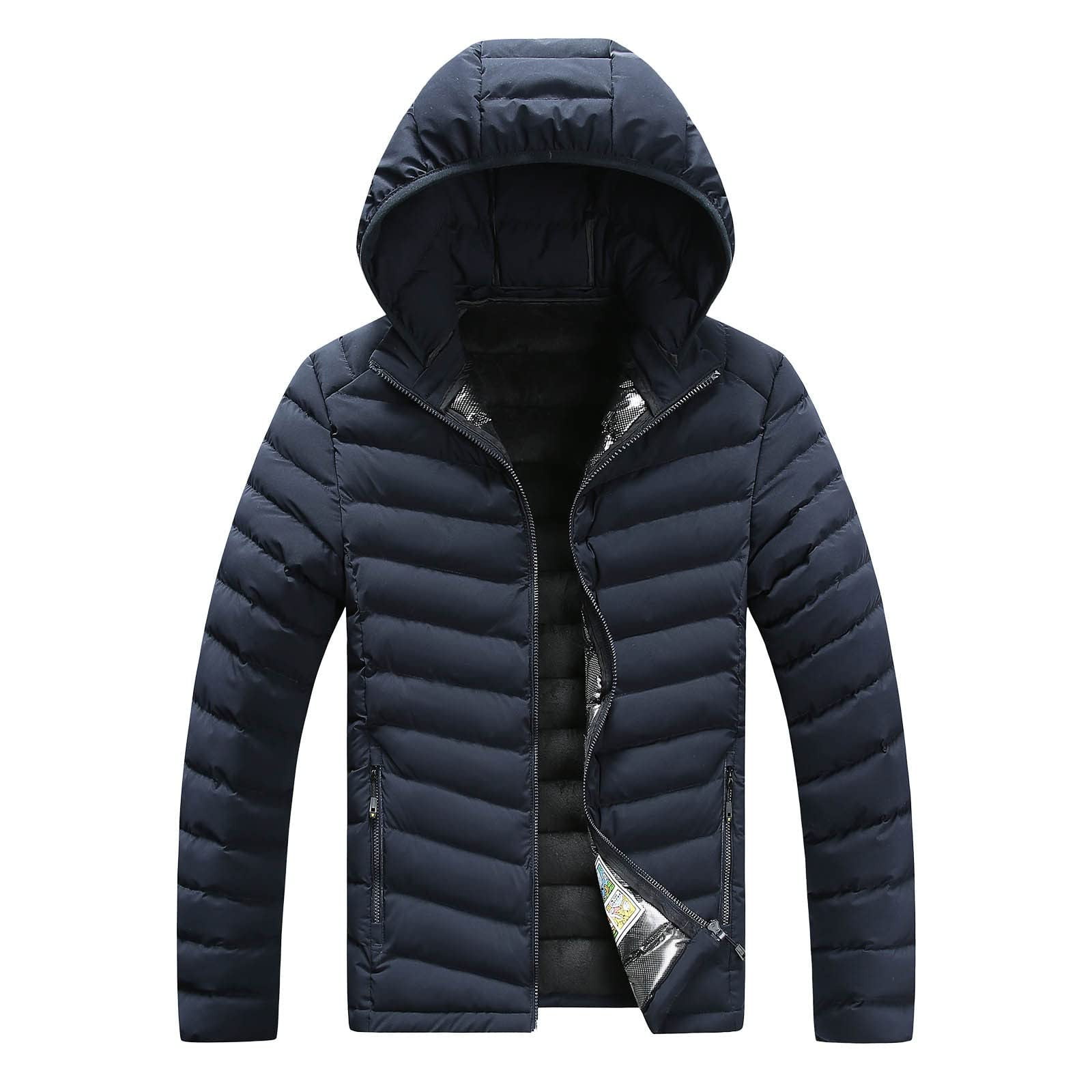 Zodggu Padded Thickened Jackets for Men Winter Warm Solid Gifts