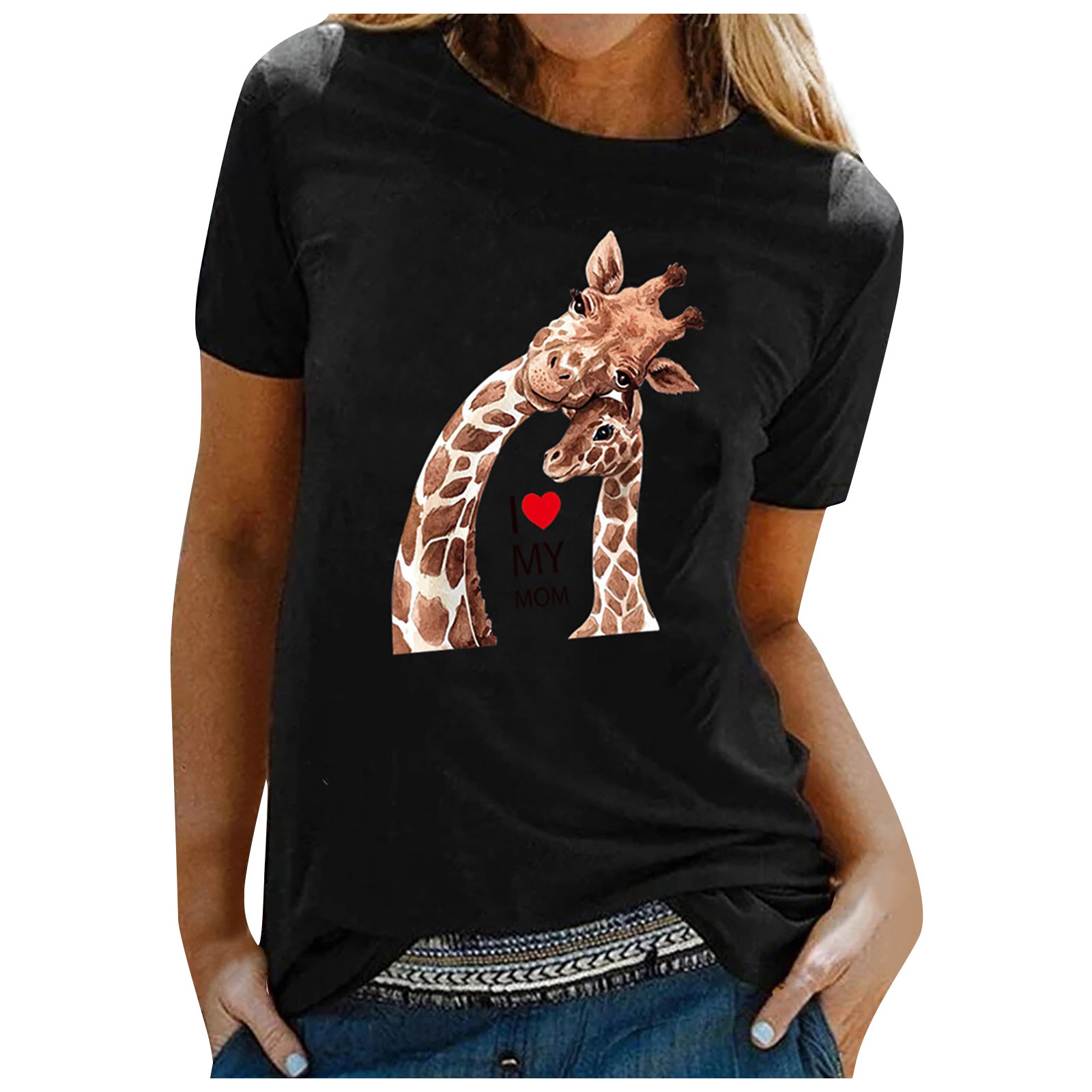 Women's fitted shirt with giraffe pattern