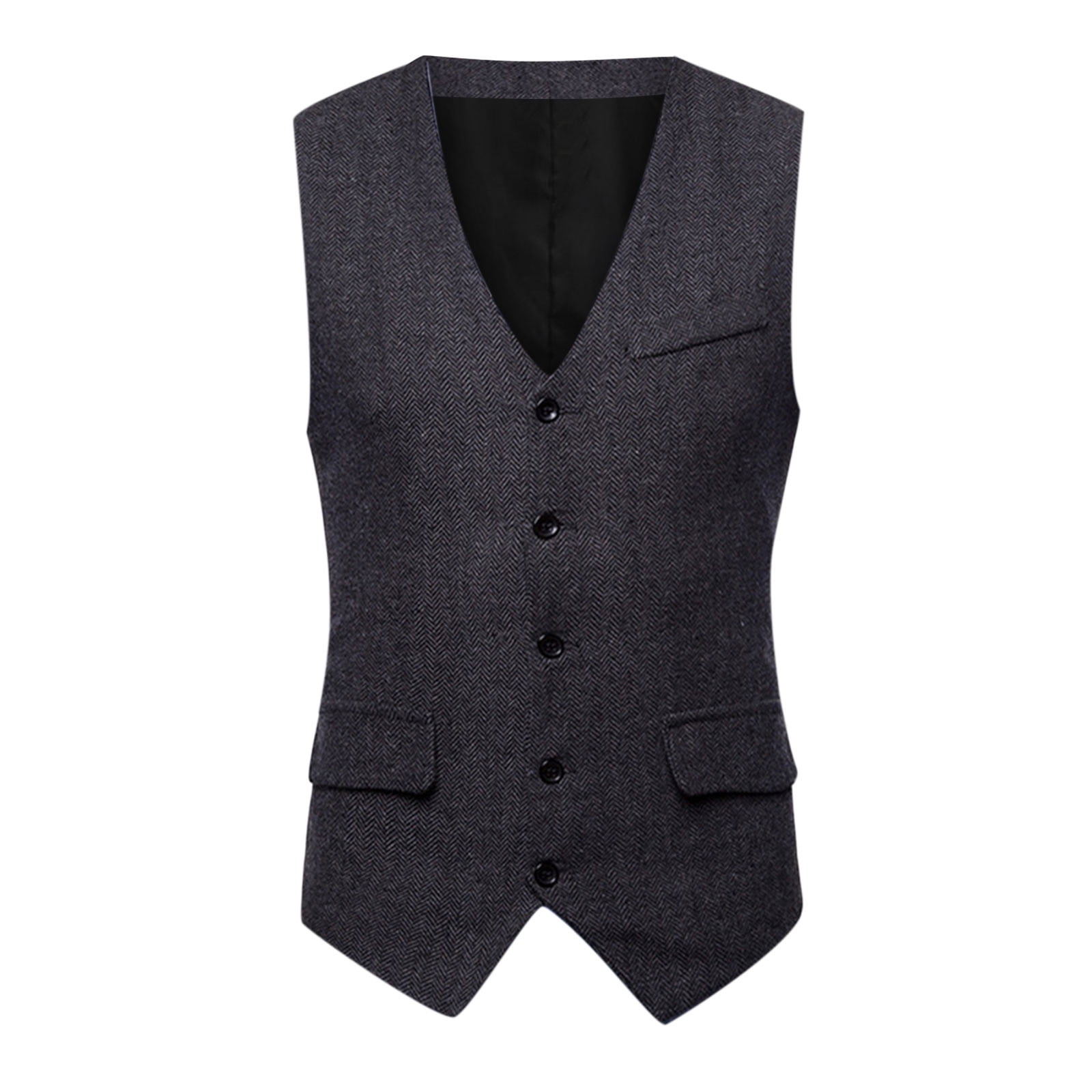 ZCFZJW Men's Suit Vest Formal Wedding Slim Fit Single-Breasted Sleeveless  V-Neck Have Pockets Solid Dress Wedding Waistcoat Prom Tuxedo #01-Black XXL  