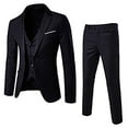 thumbnail image 1 of Zodggu Three-piece Suit Jacket + Vest + Suit Pants for Men Button Front Stretch Suit Coat Long Sleeve Tuxedo Slim Fit Solid Sports Business Pocket Lightweight Lapel Collar Jacket Black 8, 1 of 7