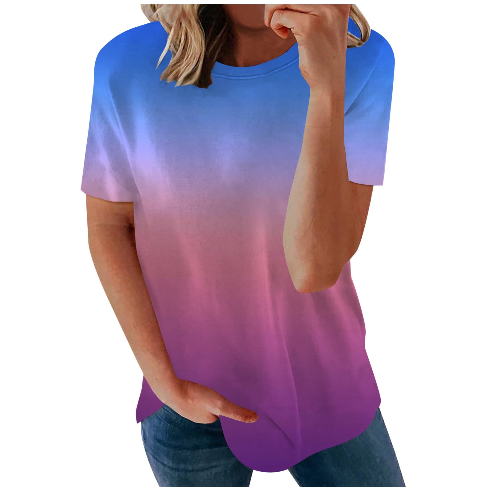 Zodggu Tunic Basics T-Shirts for Women 2023 Sales Summer Fashion