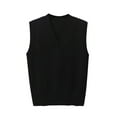 thumbnail image 1 of Zodggu Twist Knitted Women Fashion Cropped Vest Sweaters for Women Loose Casual Women Fashion Sleeveless V Neck Female Leisure Black L, 1 of 4