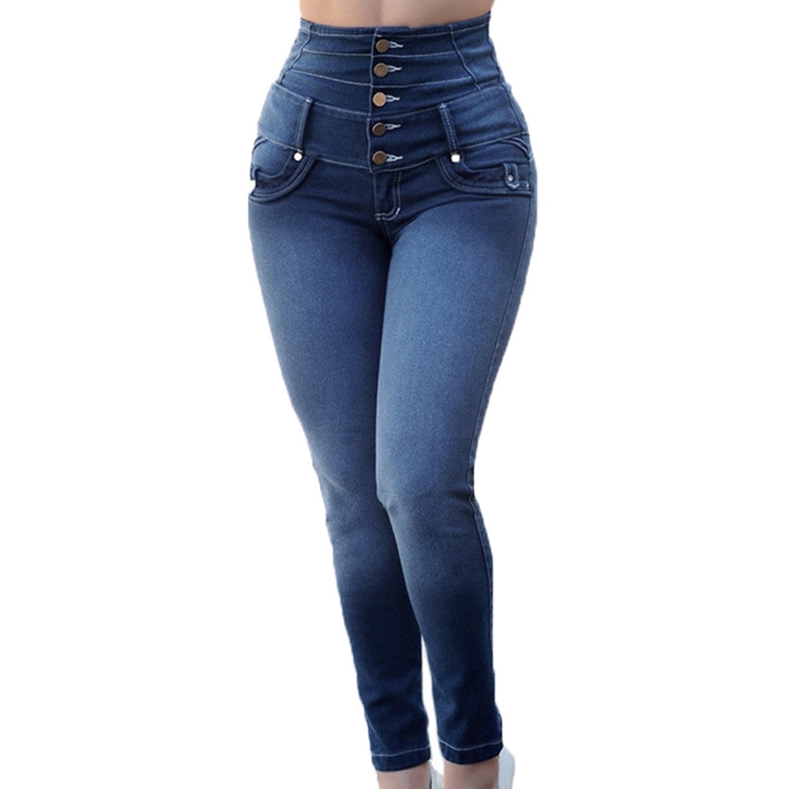 Zodggu Women High Waist Full Length Long Pants ed Skinny Jeans