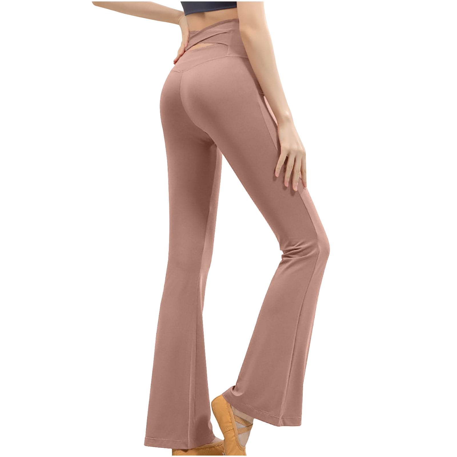 Zodggu Women's Solid Color Micro Flare High Waist And Hip Lifting Exercise  Fitness Yoga Pants Comfy Dressy Young Girls Love Linen Pants Cargo Pants  Khaki S 