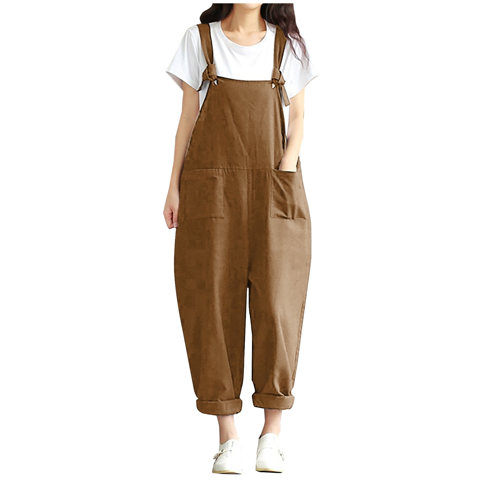 Zodggu Womens Fashion Solid Summer 2023 Trendy Casual Camis Pocket  Sleeveless Sling Strap Jumpsuit Comfy Dressy Young Girls Love Boho Yoga  Carpenter One-piece Suits Coffee XL 