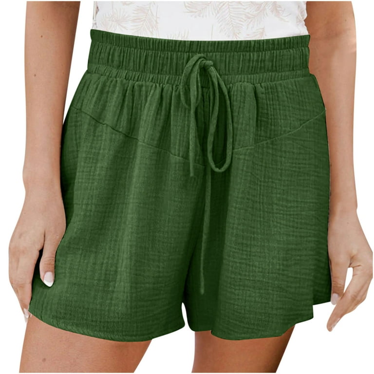 Zodggu Womens Green Junior Shorts Women's Summer Fashion Solid