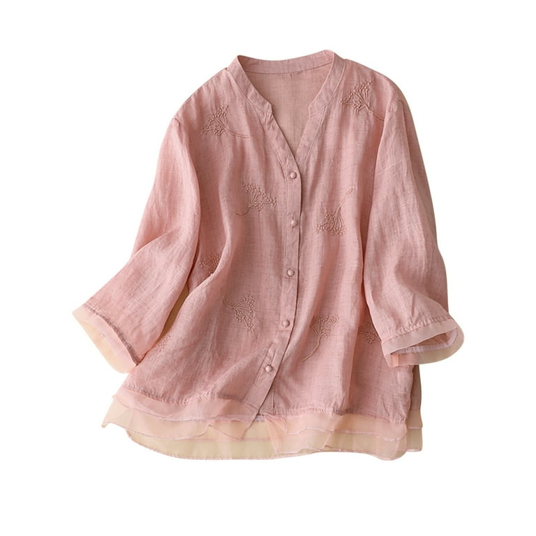 Women's Embroidered Lapel Solid Color Shirt Women's Embroidered Lapel Solid Color Shirt