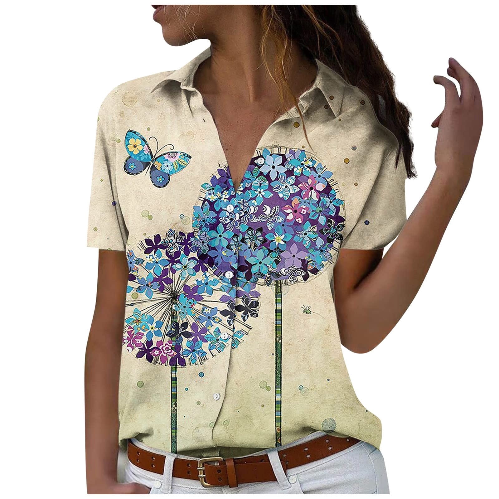 Zodggu Womens Tunic Polo Shirts for Trendy 2023 Sales Loose Fit Casual