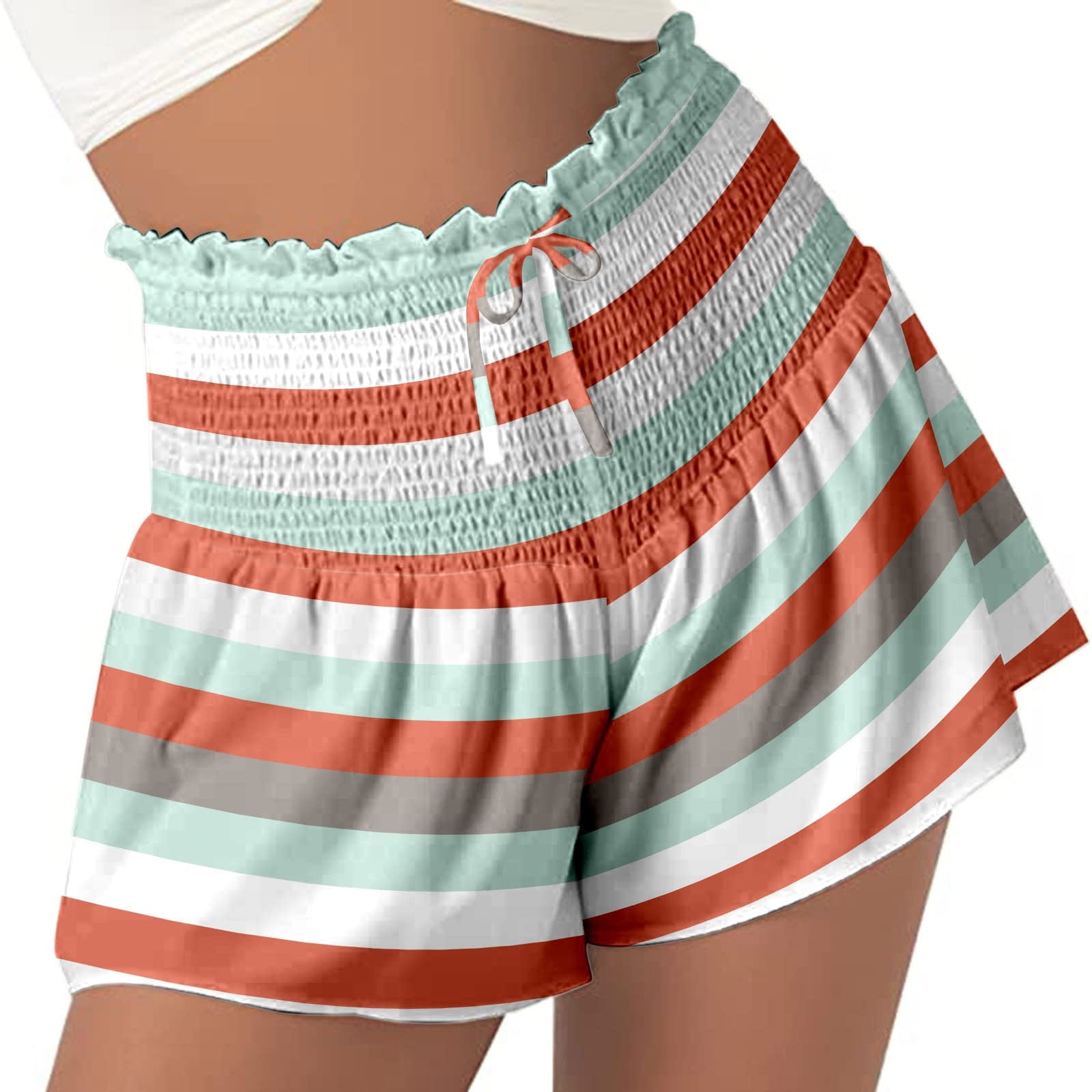 Zodggu Womens Watermelon Red Junior Shorts Women Drawstring Shorts Casual Summer Flowy High Waisted Spors Shorts Quick Dry Cute Printed Beach Short