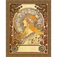 thumbnail image 1 of Zodiac 28x36 Large Gold Ornate Wood Framed Canvas Art by Alphonse Mucha, 1 of 2