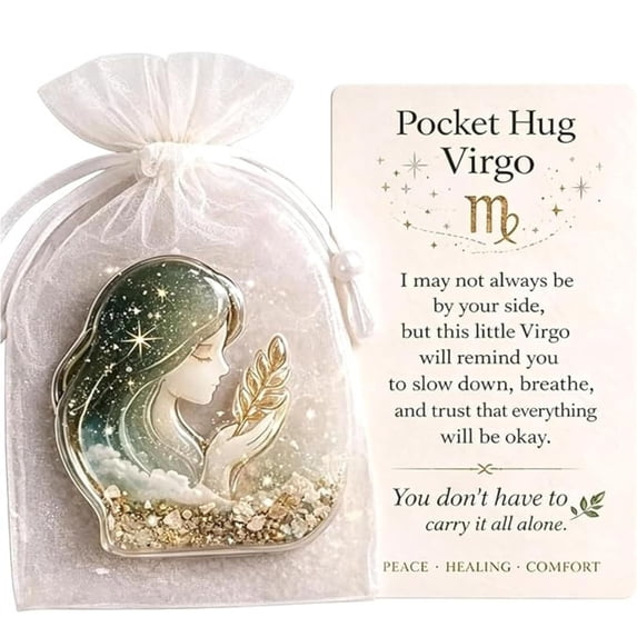Zodiac Acrylic Pocket Hug, Handmade Pocket Charm, Inspirational Comfort Token, Meaningful Gift for Him or Her, Long Distance Love with Gift Bag & Greeting Card