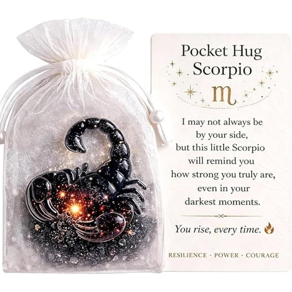 Zodiac Acrylic Pocket Hug, Handmade Pocket Charm, Inspirational Comfort Token, Meaningful Gift for Him or Her, Long Distance Love with Gift Bag & Greeting Card