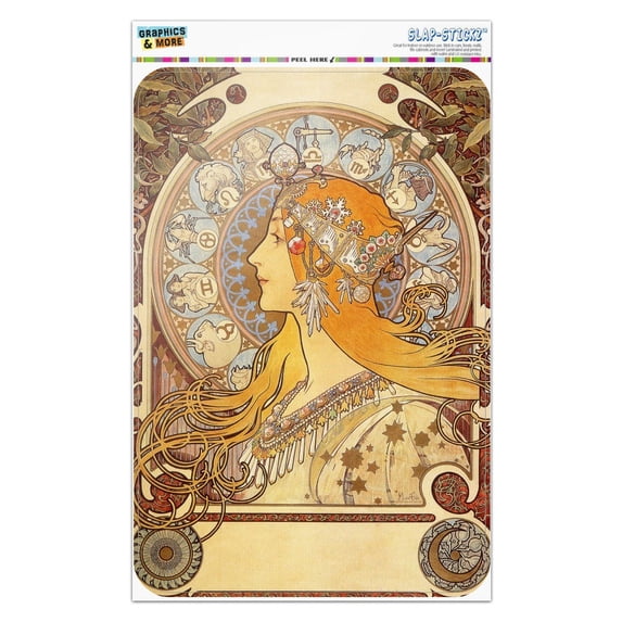 Zodiac Alphonse Mucha Art Nouveau Home Business Office Sign - Window Sticker - 12" x 18" (30.5cm x 45.7cm)