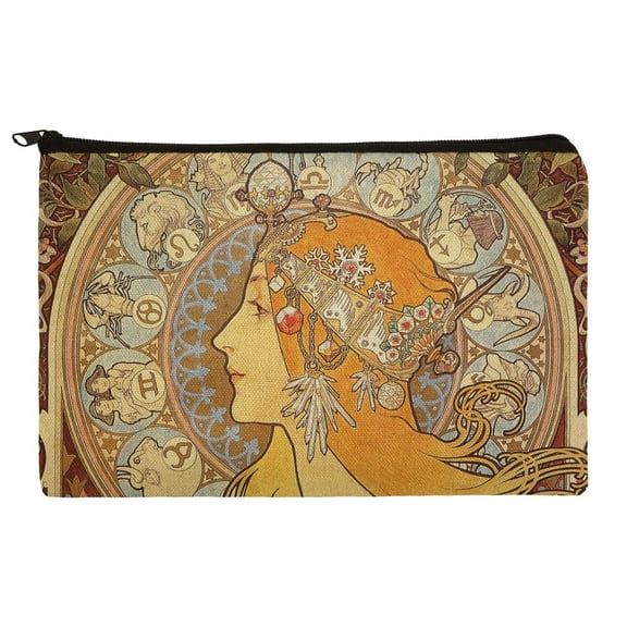 Zodiac Alphonse Mucha Art Nouveau Makeup Cosmetic Bag Organizer Pouch