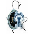 thumbnail image 1 of Zodiac Apron Gemini Icon Motif with Back to Back Women Future Celestial Information Cosmos Theme, Unisex Kitchen Bib Apron with Adjustable Neck for Cooking Baking Gardening, Blue Gold, by Ambesonne, 1 of 3