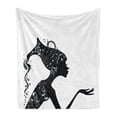 thumbnail image 1 of Zodiac Aquarius Soft Flannel Fleece Throw Blanket, Dressed Woman with Astrology, Cozy Plush for Indoor and Outdoor Use, 60" x 80", Black White, by Ambesonne, 1 of 5