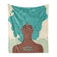 thumbnail image 1 of Zodiac Aquarius Soft Flannel Fleece Throw Blanket, Lady Beauty Girl Fantasy Portrait Portrait, Cozy Plush for Indoor and Outdoor Use, 50" x 70", Pale Green Teal Brown, by Ambesonne, 1 of 5