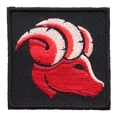 thumbnail image 1 of Zodiac Aries Red Ram With Curled Horns Patch, Astrology Sign Patches, 1 of 3