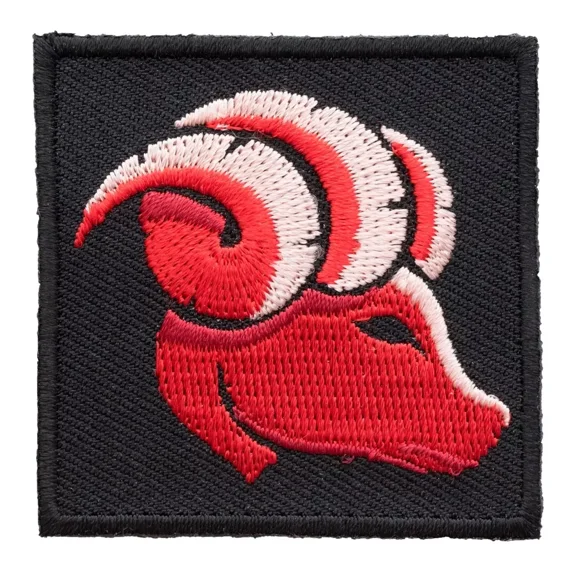 Zodiac Aries Red Ram With Curled Horns Patch, Astrology Sign Patches