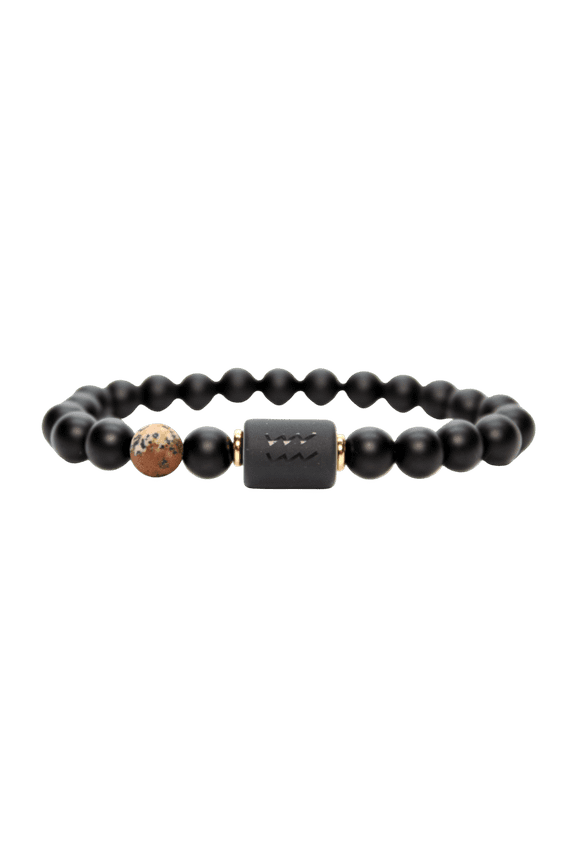 Zodiac Bracelet Beaded Wristband Astrology Jewelry Matte Black Bead Stretch Band Gift Men Women Horoscope Charm Sign Accessory K