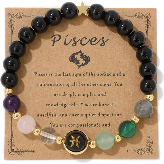 Zodiac Bracelets for Women 12 Constellations 8mm Bracelet Mens Black Beaded Bracelets Natural Stone Bracelets Birthstone Gifts Zodiac Gifts for Women