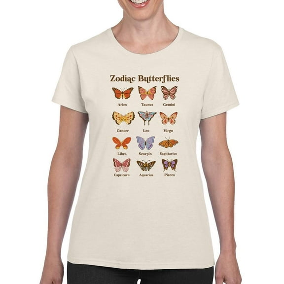 Zodiac Butterflies T-Shirt Women -Smartprints Designs, Female 4X-Large