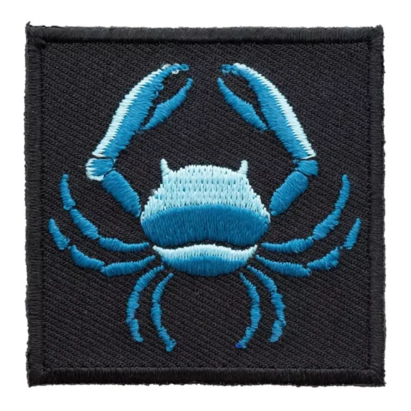 Zodiac Cancer Blue Crab Embroidered Patch, Astrology Sign Patches