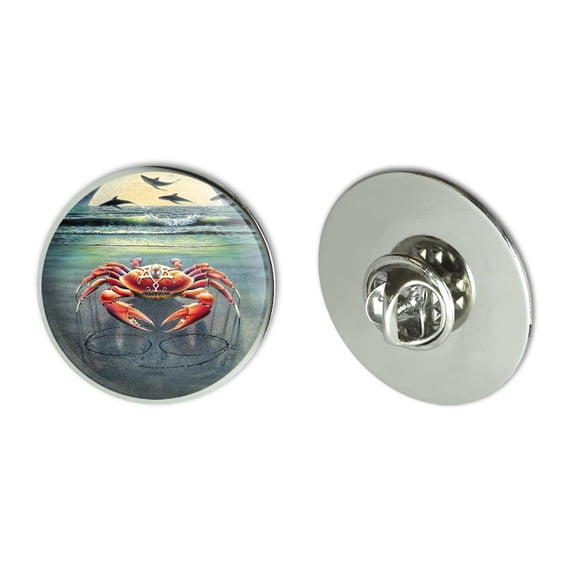 Zodiac Cancer Crab on the Tropical Moonlit Beach Metal 1.1" Tie Tack Hat Lapel Pin Pinback