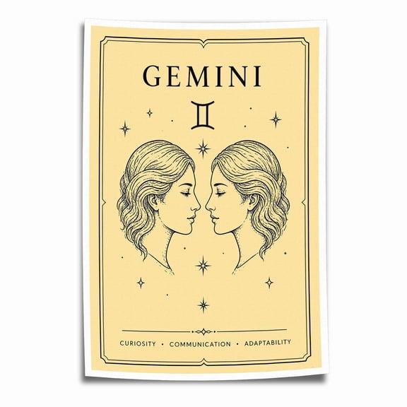 Zodiac Canvas Prints Wall Art Decor Gemini Poster for Home Room Bedroom Wall Decoration - 8x12 inches Unframed Canvas