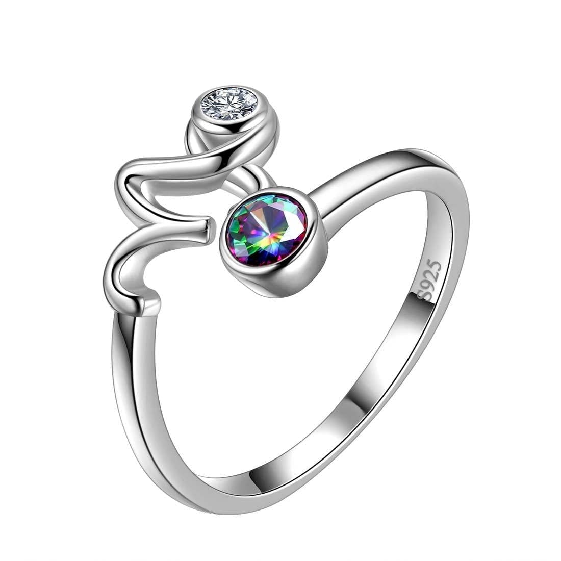 Zodiac Capricorn Ring 925 Sterling Silver Mystic Topaz Women December ...