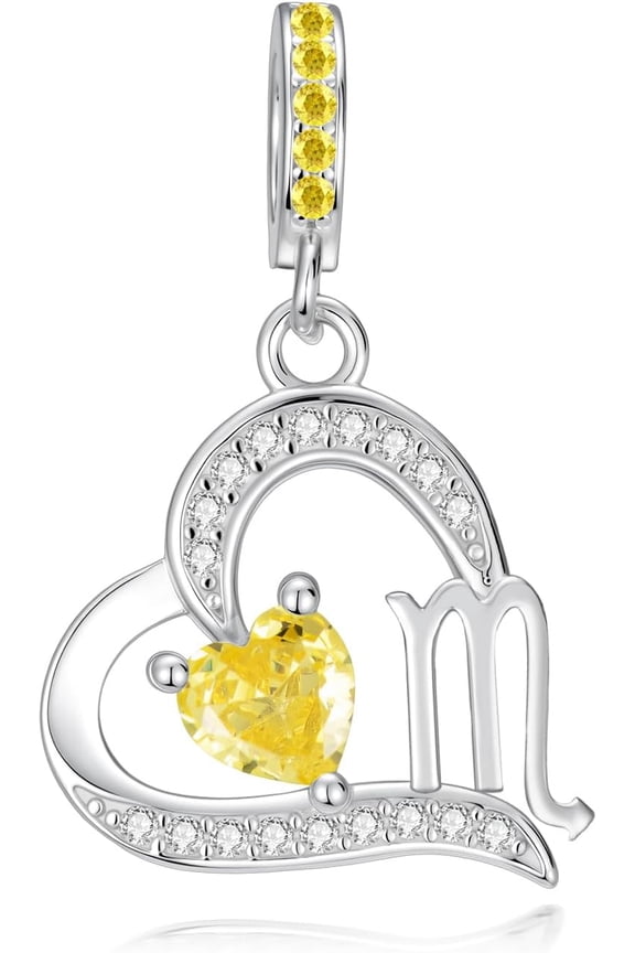 Zodiac Charms 925 Sterling Silver Birthstone Charms for Bracelets Heart Beads Zodiac Jewelry Christmas Birthday Gifts for Women Wife Friends Her