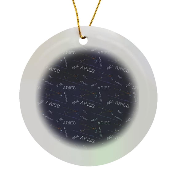 3drose, Zodiac Constellation Aries or Ram. the Main or Aplha Star Hamal, Circle Porcelain Ornament