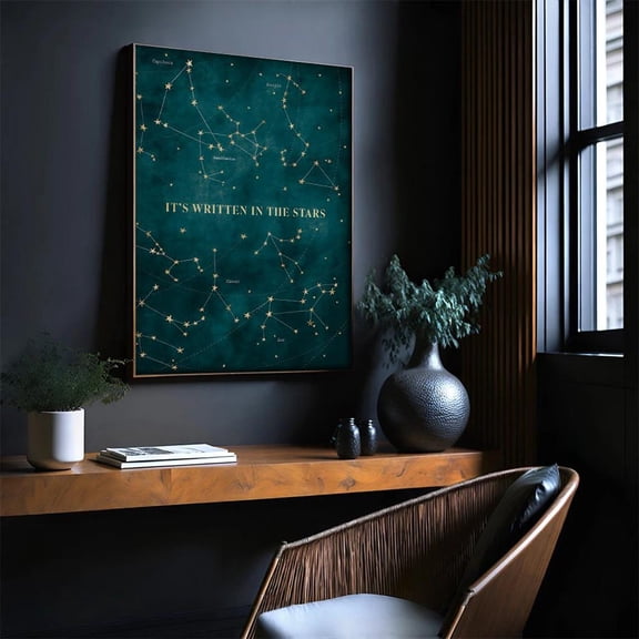 Zodiac Constellation Art Celestial Star Map Astrology Gift Home Decor, 8x12 UNFRAMED