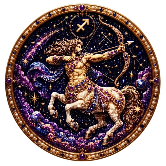 Zodiac Constellation Decorative Plaque, Round Wall Hanging Ornament, Handcrafted Faux Pearl Gem Inlaid Astrology Themed Display for Desktop Home Space Decoration