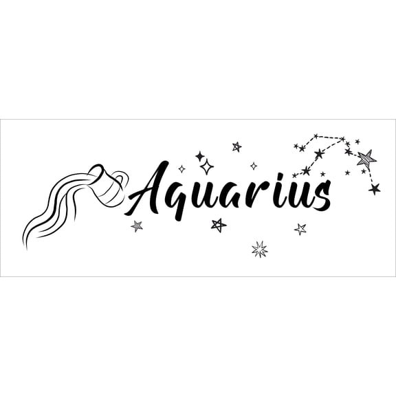 Zodiac Constellation Pattern Aquarius Wall Decal | Vinyl Home Adhesive Astrological Symbol DIY Decor - 8" x 20" Stick And Peel Bedroom Living Room Removable Decoration Sticker - Black