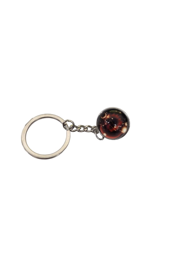 Zodiac Constellation Print Glass Dome Keychain with Metal Keyring and Astrology Pattern for Personal Accessories Use