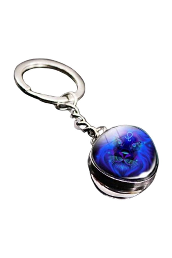 Zodiac Constellation Time Gem Keychain Pendant, Double-Sided Luminous Phosphorescent Glass Key Ring, Astrology Bag & Car Hanging Accessory Gift for Men Women,A