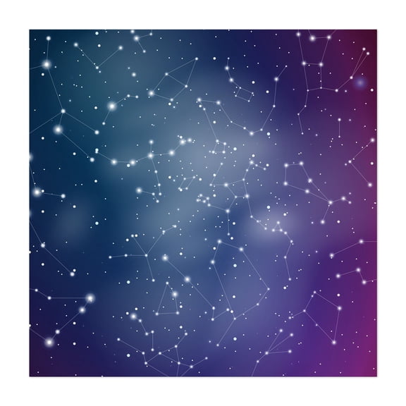 Zodiac Constellations - Digital Art Night Sky Stars Astronomy Cosmic Space Mystical Unframed Wall Art Print 18 x 18 inches