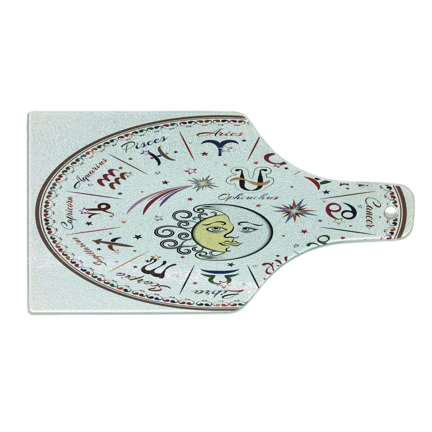 Astrology Multicolor Tempered Glass Rectangular Cutting Board