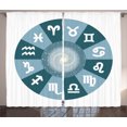 thumbnail image 1 of Ambesonne Astrology Curtains 2 Panel Set, Zodiac Universe Signs, 108" x 84", Green, 1 of 3