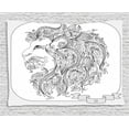 thumbnail image 1 of Zodiac Decor Tapestry, Visage of Zodiac Leo with Flowers on Hair King of Forest Horoscope Theme, Wall Hanging for Bedroom Living Room Dorm Decor, 80W X 60L Inches, Black White, by Ambesonne, 1 of 2