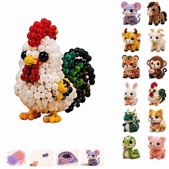 Zodiac Dragon DIY Beading Kit Handmade Craft Set With Beads Fishing Line Scissors Instruction Manual For Beginners Monkey