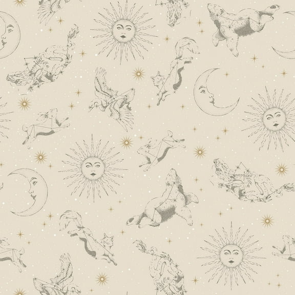 RoomMates Zodiac Dreams Linen Peel and Stick Wallpaper, 1 Roll
