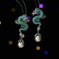 thumbnail image 1 of Zodiac Earrings, Pearl Zircon Inlay, Personalized Creative Design, Dragon Earrings., 1 of 11