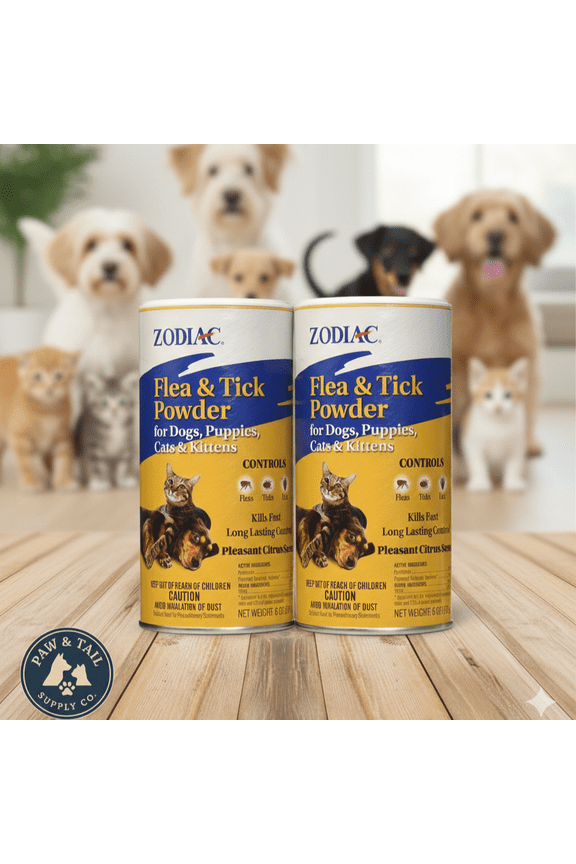 Flea & Tick Powder 6 oz. for Dogs Puppies Cats Kittens Shaker Top 2PCK