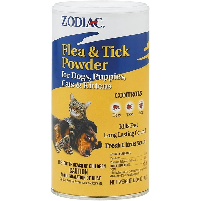 Zodiac Flea Tick Powder for Pets Dogs Puppies Cats Kittens 6oz Easy Shaker Top Walmart