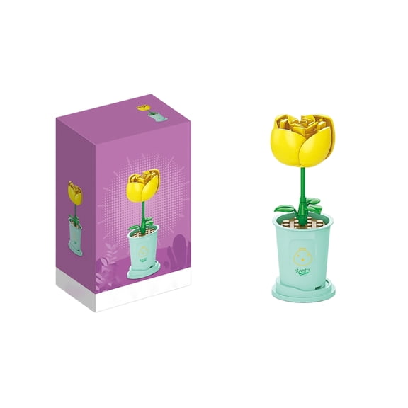 Zodiac Flower Pot Building Block Set, 12 Chinese Zodiac Miniature Botanical Potted Plant Model Kits, Everlasting Floral Desktop Decor