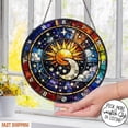 thumbnail image 1 of Zodiac Glass Suncatcher, Sun and Moon Window Hanging, Astrology Decor, 6.3 in, 1 of 3
