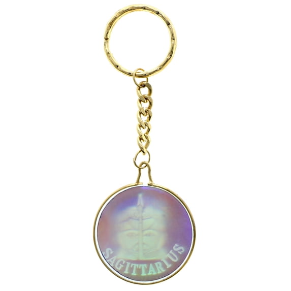 Zodiac Hologram Sagittarius Archer Split-Ring-Keychain Multicolor & Gold-Tone