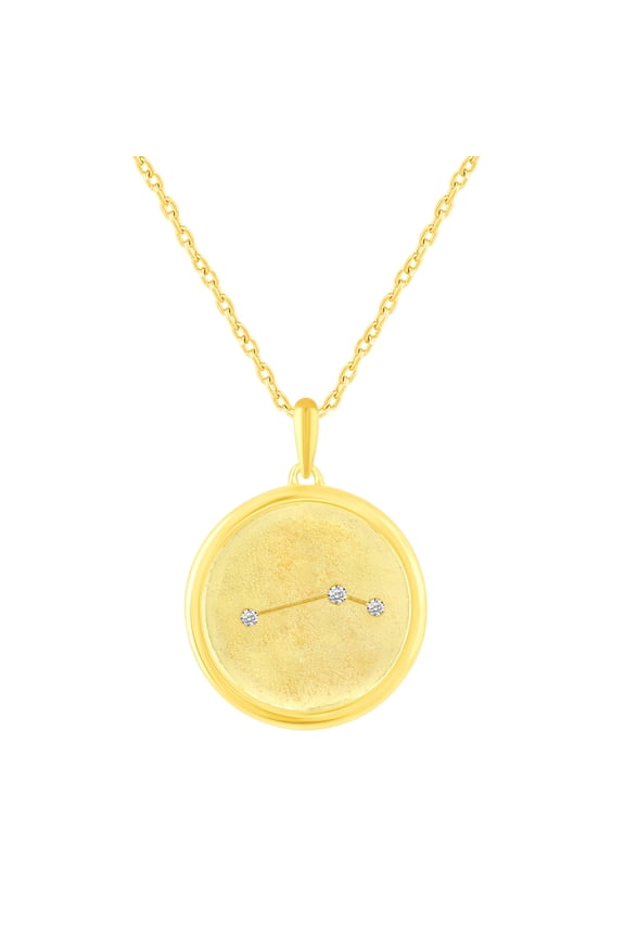 Zodiac Horoscope Sign Pendant Necklaces for Women Gold Plating Coin Disc Astrology Constellation 18 Inch Chain + 2in Extender (ARIES)…
